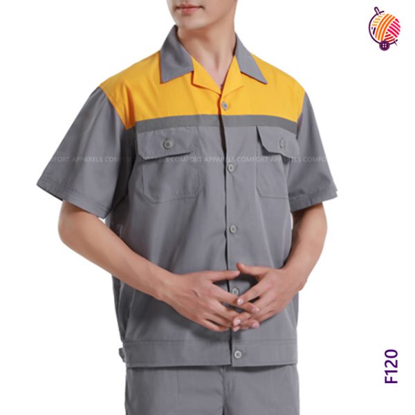 f120-Pattern-Work-Shirt-Half-Sleeves-Work-Wear-Shirts--Tuff-Shirts-For-Workers--Tc-Shirts---Industry-Workers-Shirts--Mechanic-Shirts-