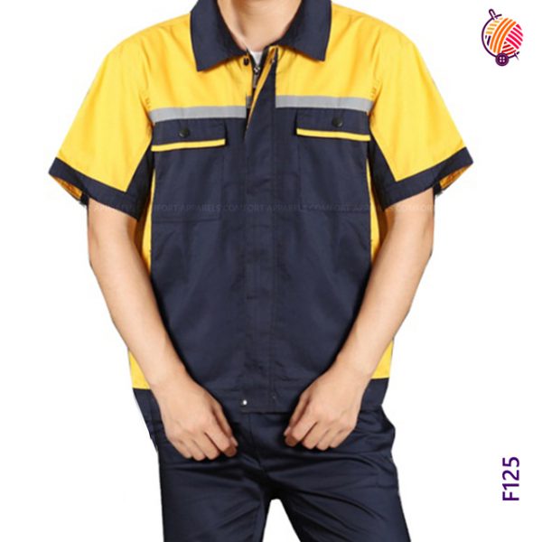 f122-Pattern-Work-Shirt-Half-Sleeves-Work-Wear-Shirts--Tuff-Shirts-For-Workers--Tc-Shirts---Industry-Workers-Shirts--Mechanic-Shirts-