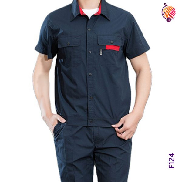 f124-Pattern-Work-Shirt-Half-Sleeves-Work-Wear-Shirts--Tuff-Shirts-For-Workers--Tc-Shirts---Industry-Workers-Shirts--Mechanic-Shirts-